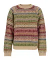 Semicouture Multicolor Knit Crewneck Sweater With Striped Motif In Wool Blend Woman In Multi