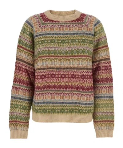 SEMICOUTURE SEMI COUTURE STRIPED CREWNECK SWEATER