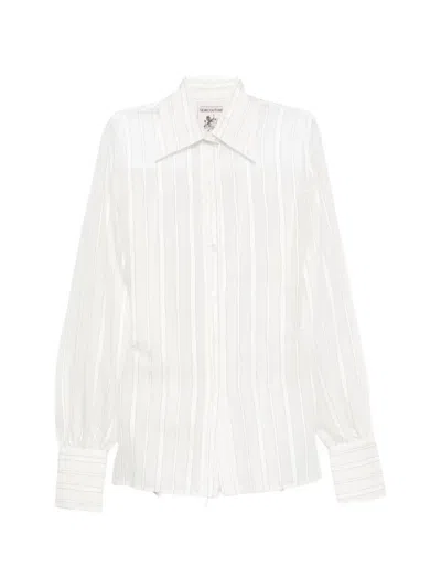 Semicouture Striped Tie-back Shirt In White