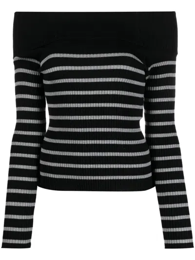 Semicouture Striped Virgin-wool Jumper In Black