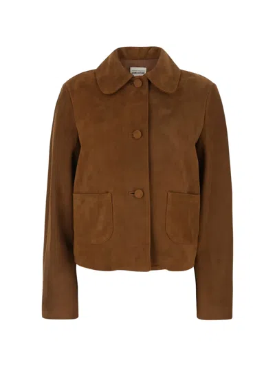 Semicouture Semi Couture Suede Classic Collar Jacket In Brown