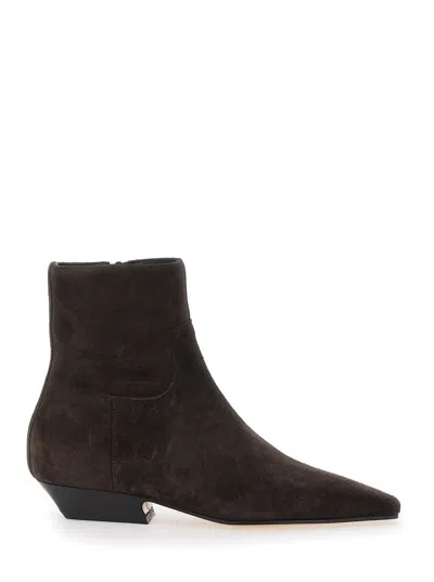 Semicouture Suede Short Boots In Brown