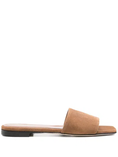 Semicouture Suede Slides In Brown