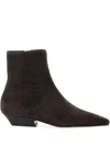 Semicouture Suede Zip-fastening Boots In Brown