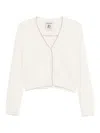 Semicouture Cropped White Sweater With V-neckline In Neutral
