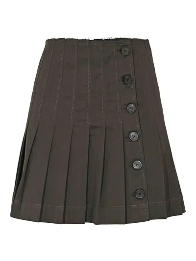 Semicouture Susan Skirt In Cotton Gabardine In Gray