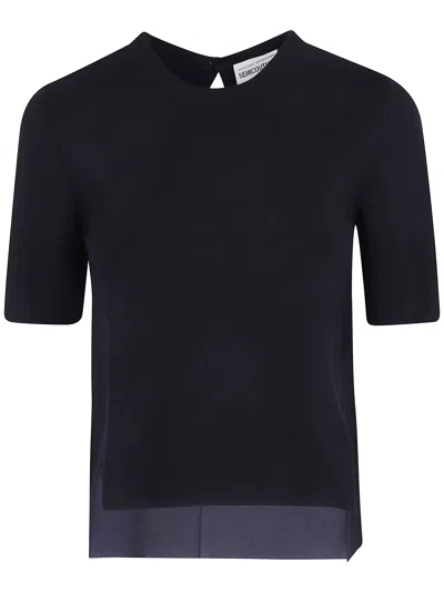 Semicouture Keyhole-back Short-sleeve Sweater In Black