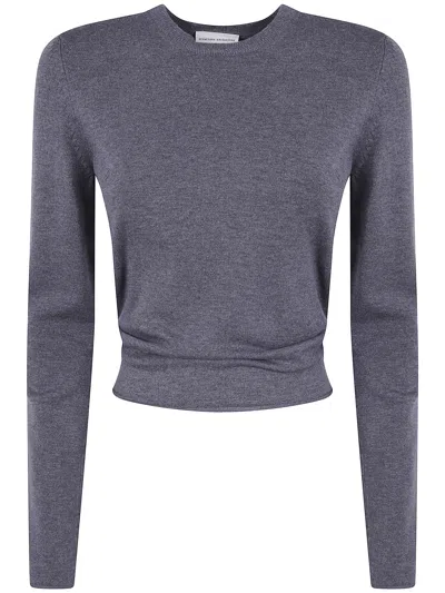 Semicouture Round Neck Cutout Back Sweatshirt In Blue