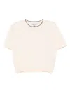 Semicouture Beige Cotton Sweater With Short Sleeves In Beige