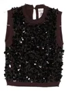 Semicouture Sleeveless Brown Sweater With Sequined Embellishments In Brown