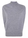 Semicouture Half Neck Sleeveless Sweater In Verity Vest Pattern In Gray