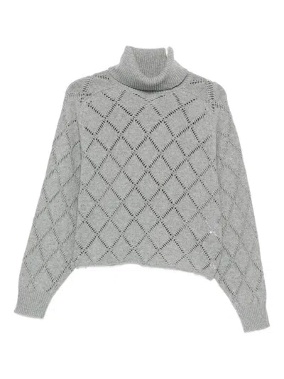 SEMICOUTURE SEMICOUTURE GREY 'DESIDERIA' KNITWEAR WITH DIAMOND PATTERN