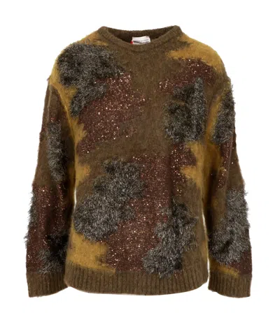 Semicouture Sweaters Green In Brown