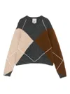 Semicouture Brown Sweater With Round Neck And All-over Argyle Motif In Wool Blend Woman In Multi
