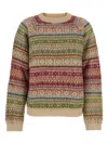 Semicouture Multicolor Knit Crewneck Sweater With Striped Motif In Wool Blend Woman In Multi