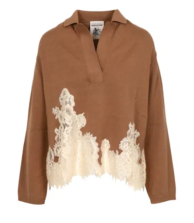 Semicouture T Shirts And Polos Beige In Brown