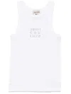 Semicouture White Ribbed Top With Logo Detail On The Front In White