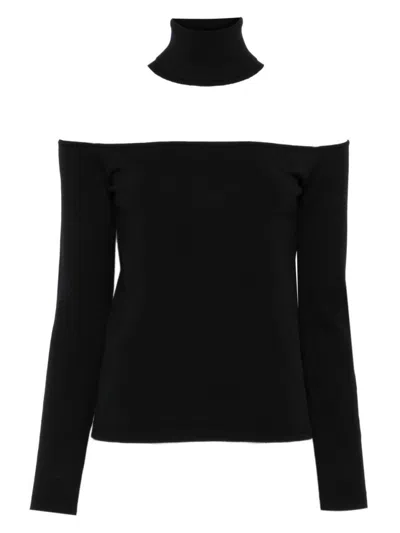 SEMICOUTURE TAILORED BLACK SWEATER WITH DETACHABLE TURTLENECK