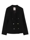 Semicouture Tailored Double-breasted Blazer With Gold-tone Buttons In Black