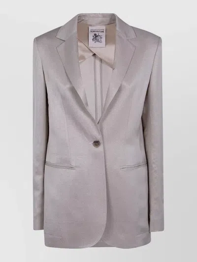 Semicouture Tailored Linen Viscose Jacket Front Pockets In Neutral