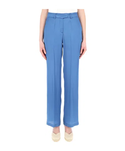 Semicouture Tailored Wide-leg Pants In Blue