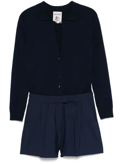 Semicouture Tecla Playsuit In Blue
