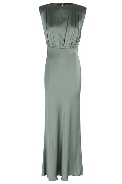 Semicouture Tide Green Casilda Satin Backless Acetate-blend Dress In Gray