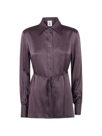 Semicouture Tie-waist Long-sleeve Shirt In Purple