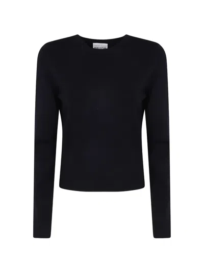 Semicouture Viscose Open-back Round-neck Sweatshirt In Black