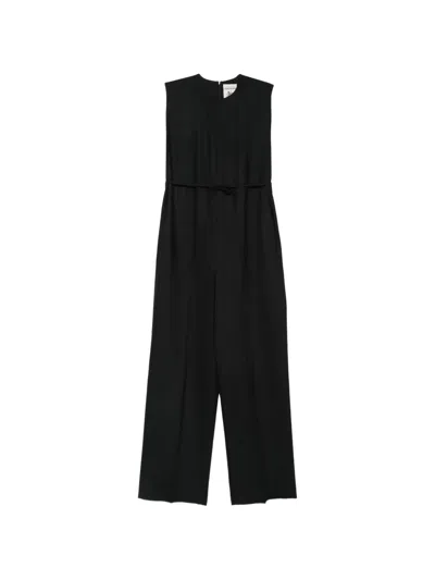 Semicouture Tie-waist Wide-leg Jumpsuit In Black