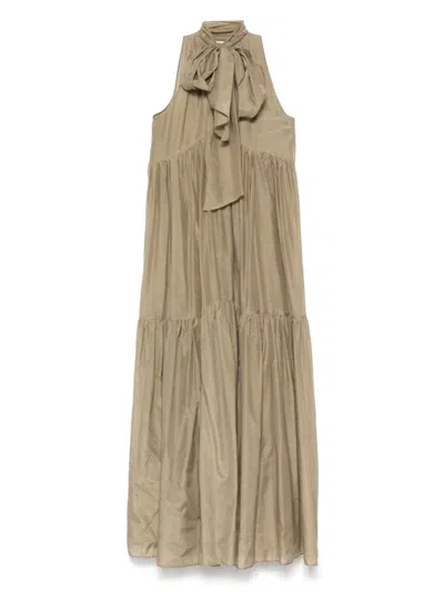 Semicouture Tonia Maxi Dress In Beige
