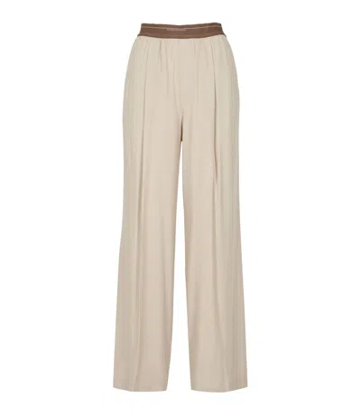 Semicouture Trousers Beige In Multi