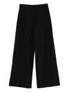 Semicouture Wide-leg Cropped Trousers With Elastic Waistband In Black