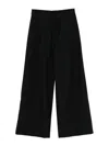Semicouture Wide-leg Cropped Trousers With Elastic Waistband In Black