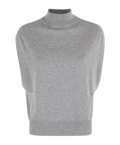 Semicouture Turtleneck Knitted Sweater In Gray