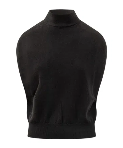 Semicouture Turtleneck Sleeveless Sweater In Black