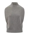 Semicouture Turtleneck Sleeveless Sweater In Gray