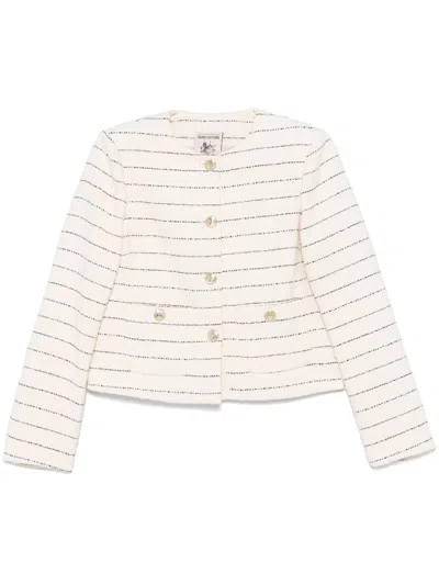 Semicouture Tweed Jacket In Neutrals