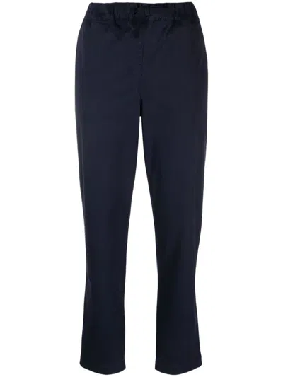 Semicouture Twill Drawstring Tapered Trousers In Blue