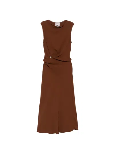Semicouture Twist-detail Sleeveless Dress In Brown