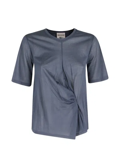 Semicouture Twist-detail T-shirt In Blue