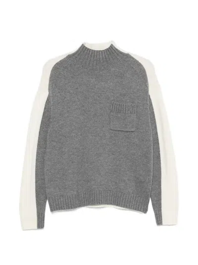 Semicouture Two-tone Pocket-detail Sweater In Gray
