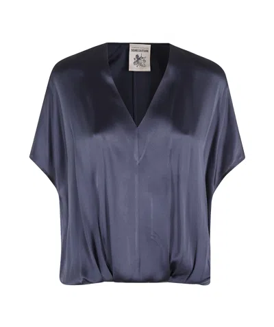 Semicouture V-neck Blouse In Blue
