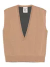 Semicouture V-neck Cashmere Knitted Vest In Brown