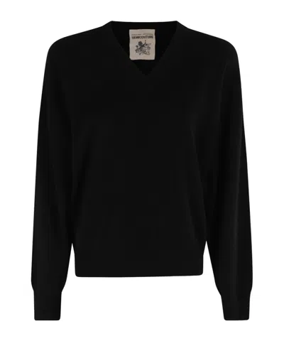 SEMICOUTURE V-NECK LONG-SLEEVED SWEATER