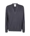 Semicouture V-neck Long-sleeved Sweater In Gray
