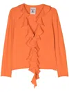 Semicouture V-neck Ruffled Cardigan In Orange