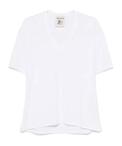 Semicouture V-neck Short-sleeved T-shirt In White
