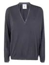 Semicouture V-neck Long-sleeved Sweater In Gray