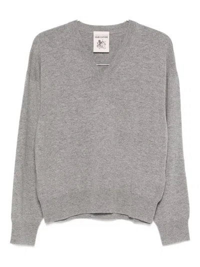 Semicouture V-neck Sweater In Gray